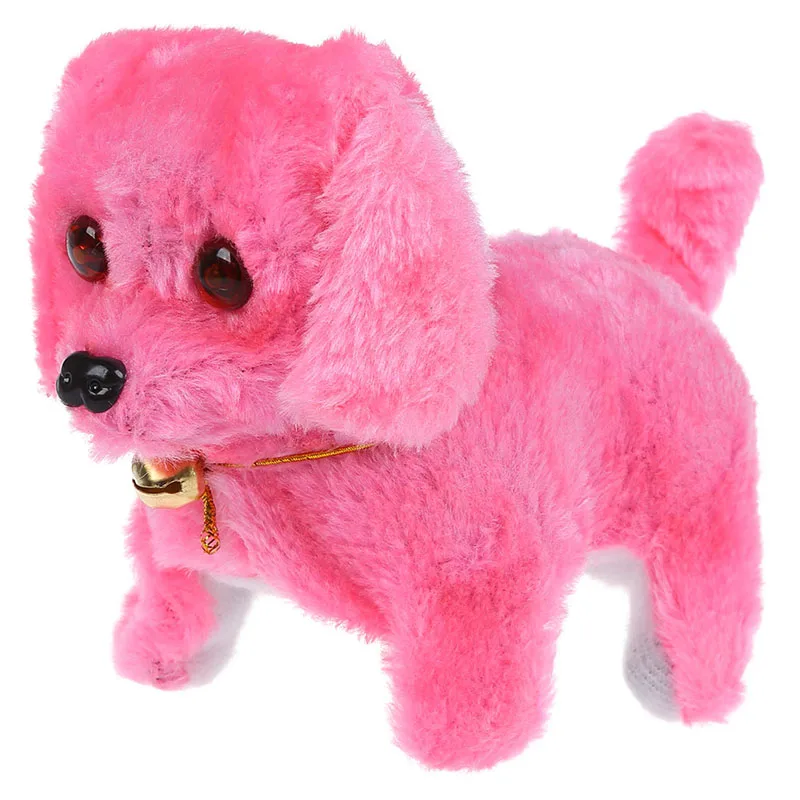 

Pink Plush Neck Bell Walking Barking Electronic Dog Toy Gift