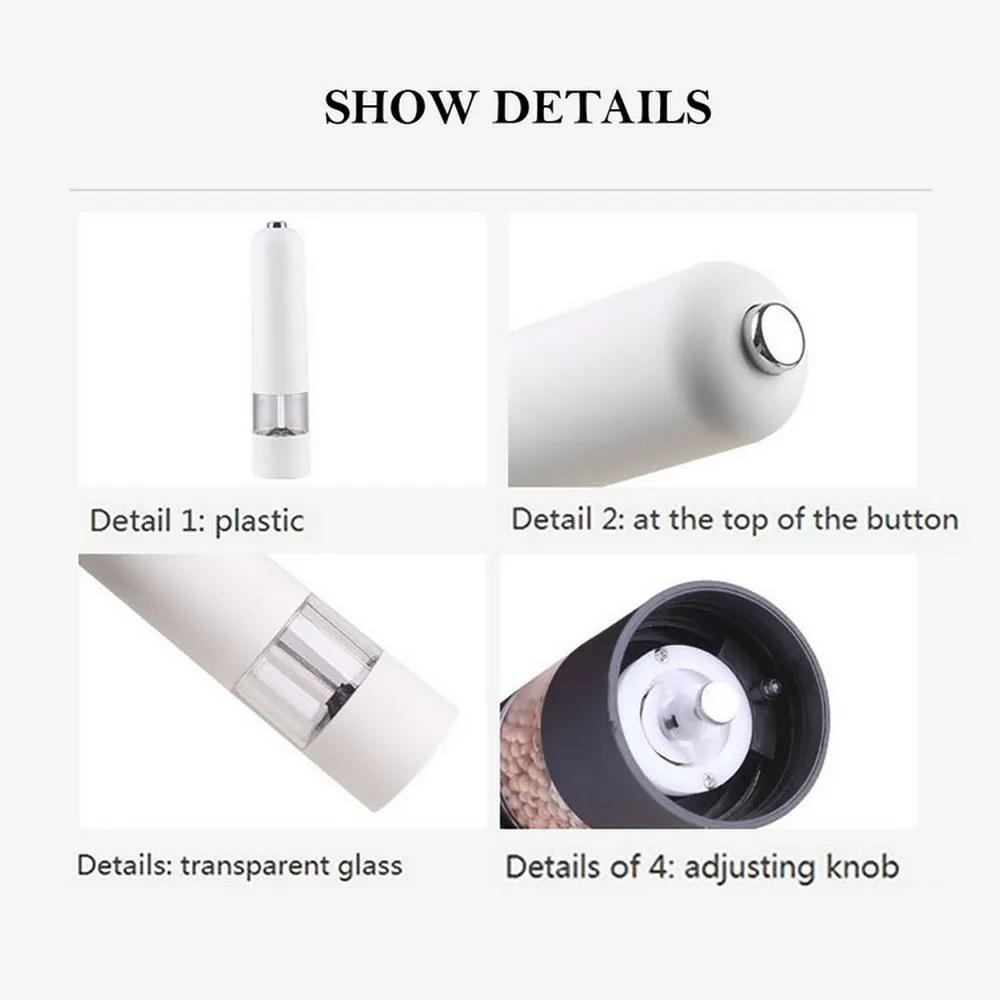 

Powder Pepper Grinder Stainless Steel Electric Salt Kitchen Tool Household Mill Grinder Spice Blender Cooking Food Accessories