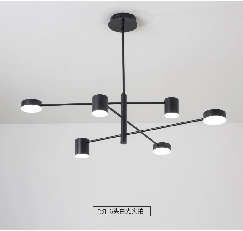 Nordic Led Ceiling Chandelier Light Lamp with Black Round Long for the Living Room Loft Bedroom Hall Dining Room Home Decor Lamp