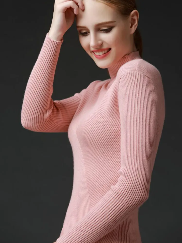 

Tonglord 2020 Autumn High-neck Knitted Long-sleeved Women's Sweater Bottoming Shirt All-match Female Slim and Thin Pullover Top