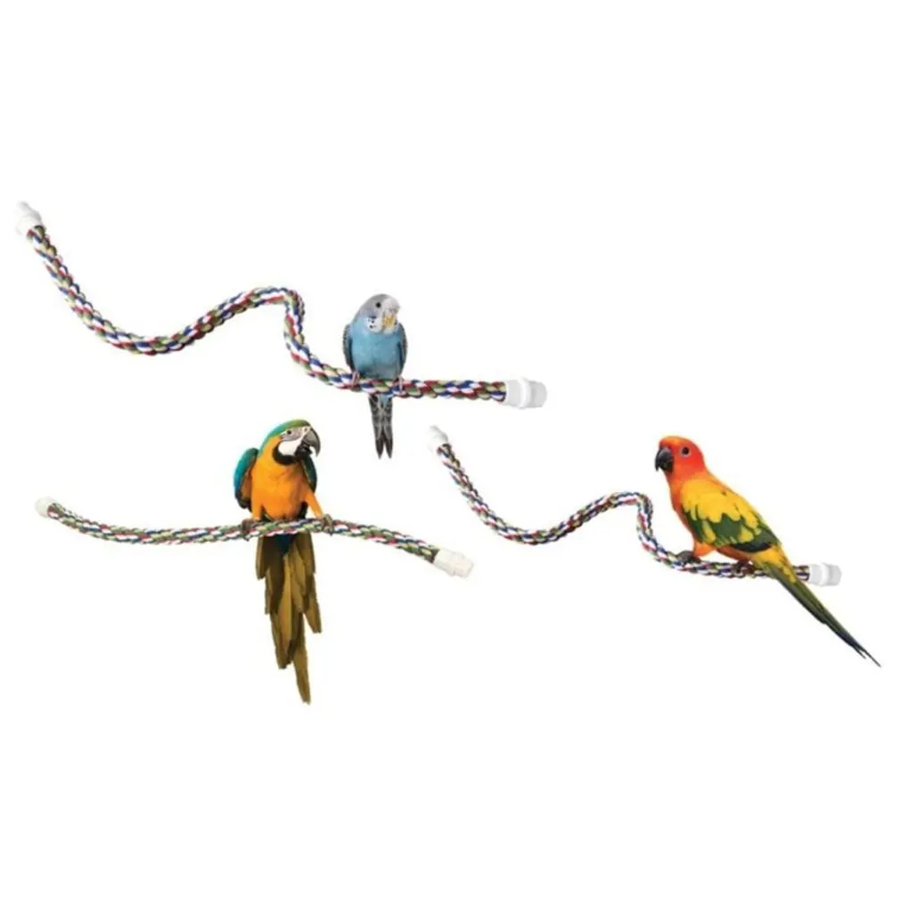 

Parrot Perches Rope Bird Standing Toys Cotton Rope Colorful Hanging Braided Chew Rope Bird Cage Cockatiel Toy Swing Supplies