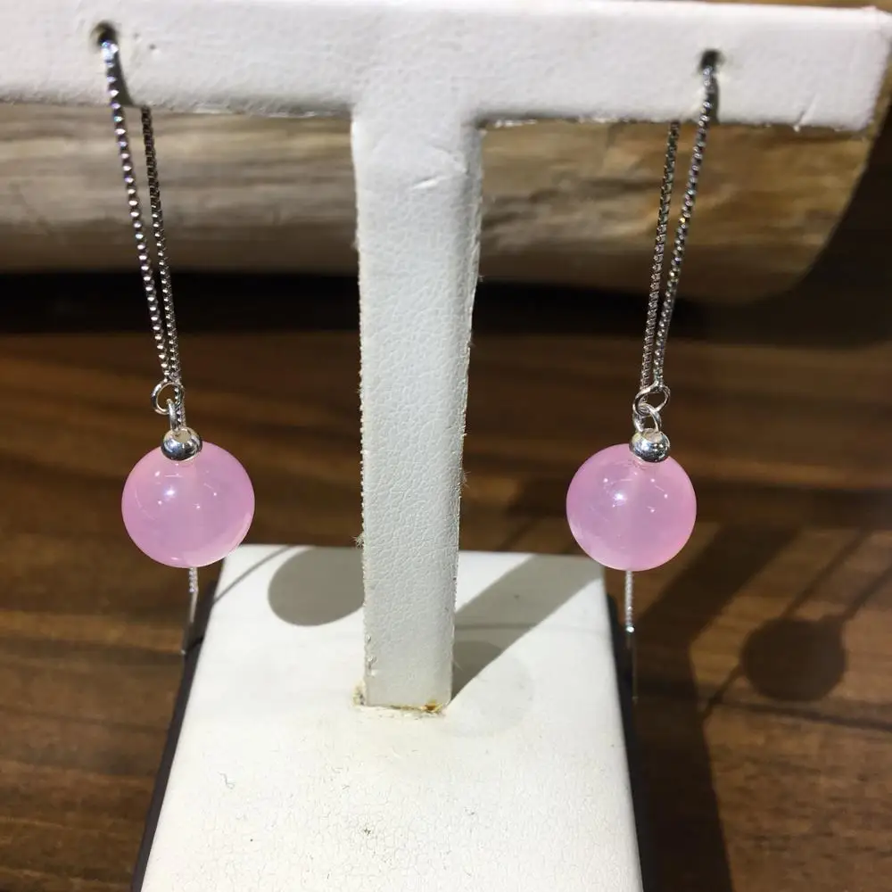 Серьги с подвеской в виде лошади из розового кристалла серебряные Простые