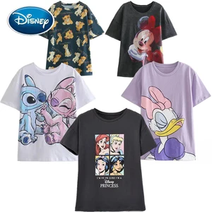 Футболка с изображением оленя из Диснея, модная женская летняя футболка с круглым вырезом и коротким рукавом, повседневная женская футболка