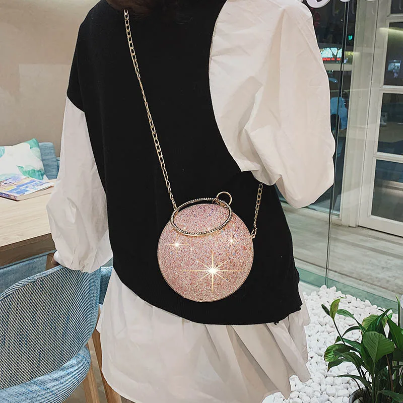 

2021 Women's Handbags Texture Dinner Bag Fashion Novel Spherical Chain Bags Luxury Wild Ladies Shoulder Messenger Bags Hand Bag