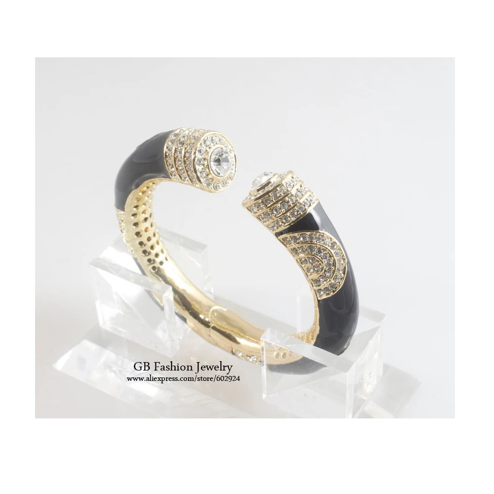 Модные Пружинные браслеты золотистые кристально чистые энимальные черного