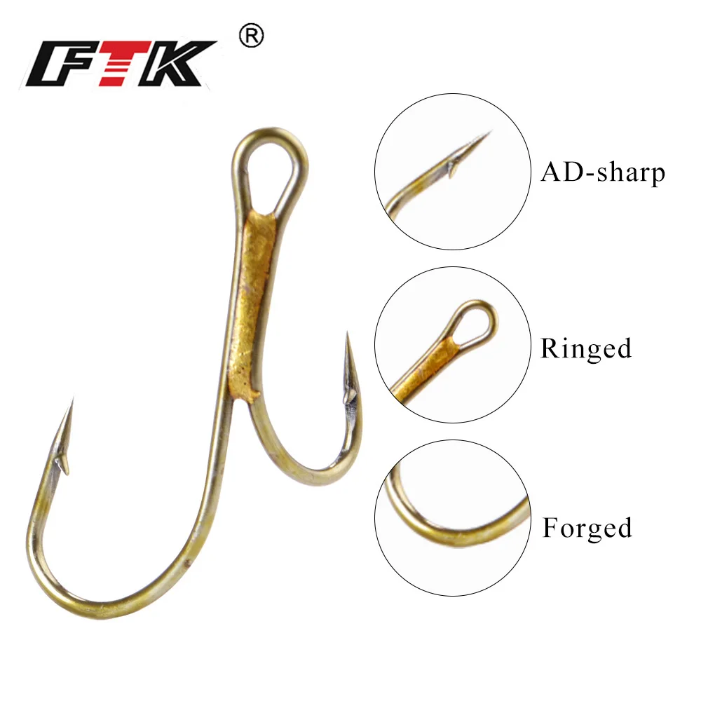 Fish King 20 шт. золотые двойные рыболовные крючки с бородкой рыба щука мертвая