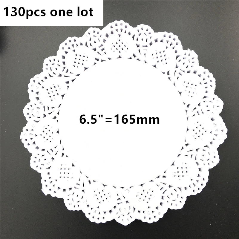 130pcs 165mm 130 шт. 4,5 ''6. 5 ''8,5'' белый круглые бумажные кружевные салфетки Doyleys Винтаж подставки для столовых приборов ремесло, свадьбы, Рождества, Украшение стола - Цвет: 130pcs 165mm