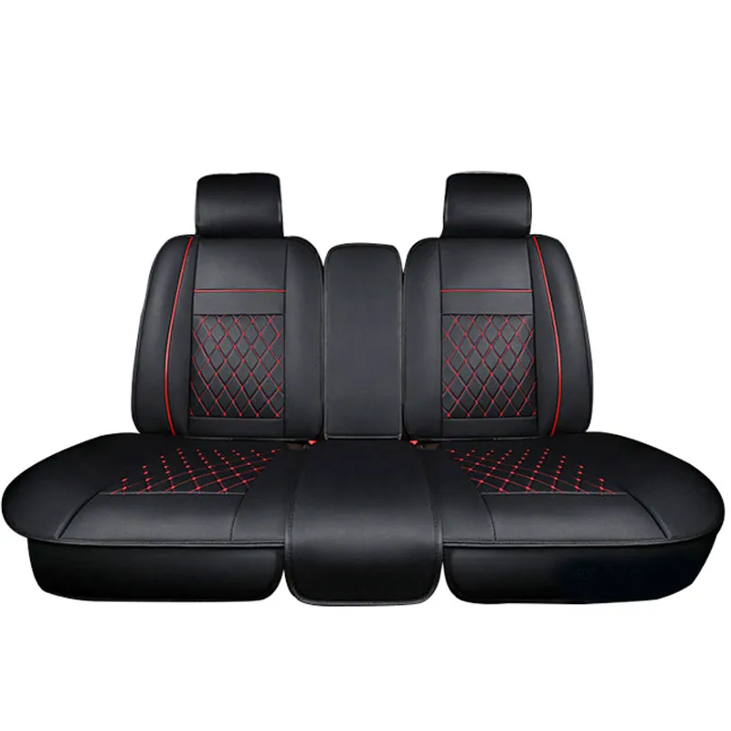 Black Red Rear Аксессуары, чехол для автокресла, набор, чехлы для автосидений, подушка, кожа, универсальный чехол для автосидений, интерьер, автомобильный коврик, защита - Название цвета: Black Red Rear