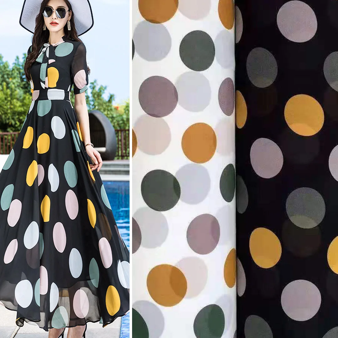

Big Dot Fabric Bubble Chiffon Dropping Breathable Skirt Shirt Scarf Material