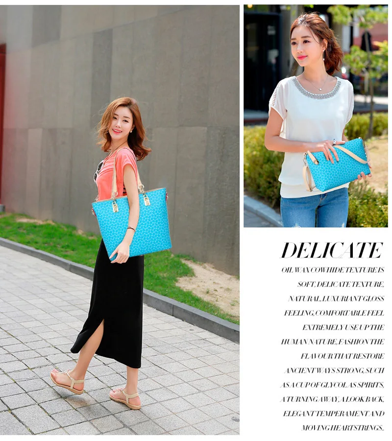 Autumn New Fashion Women's Bag 6 Piece Set Plaid Bag Lady Slung Hand Bag Shoulder Messenger Composite Bag