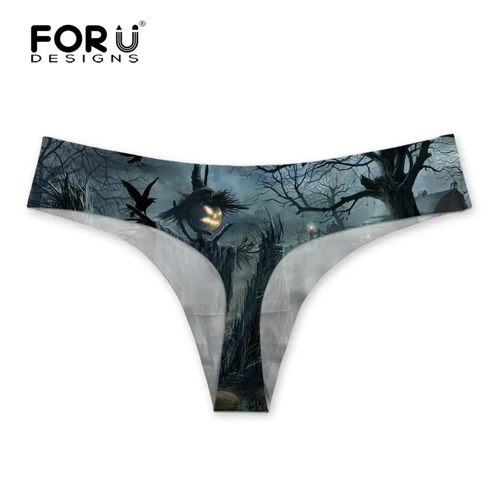 FORUDESIGNS/пугало дизайнерские женские трусики с принтом дышащие стринги для девочек