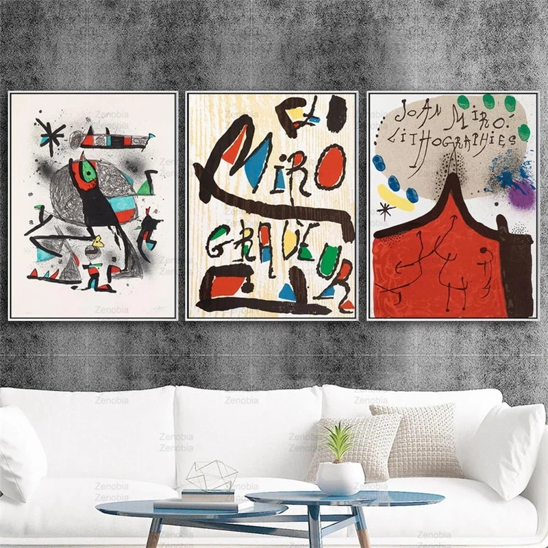 

Canvas Painting Home Decor Spanish Joan Miro Pictures Wall Art Modular Prints Watercolor Nordic Style Poster for Children Room