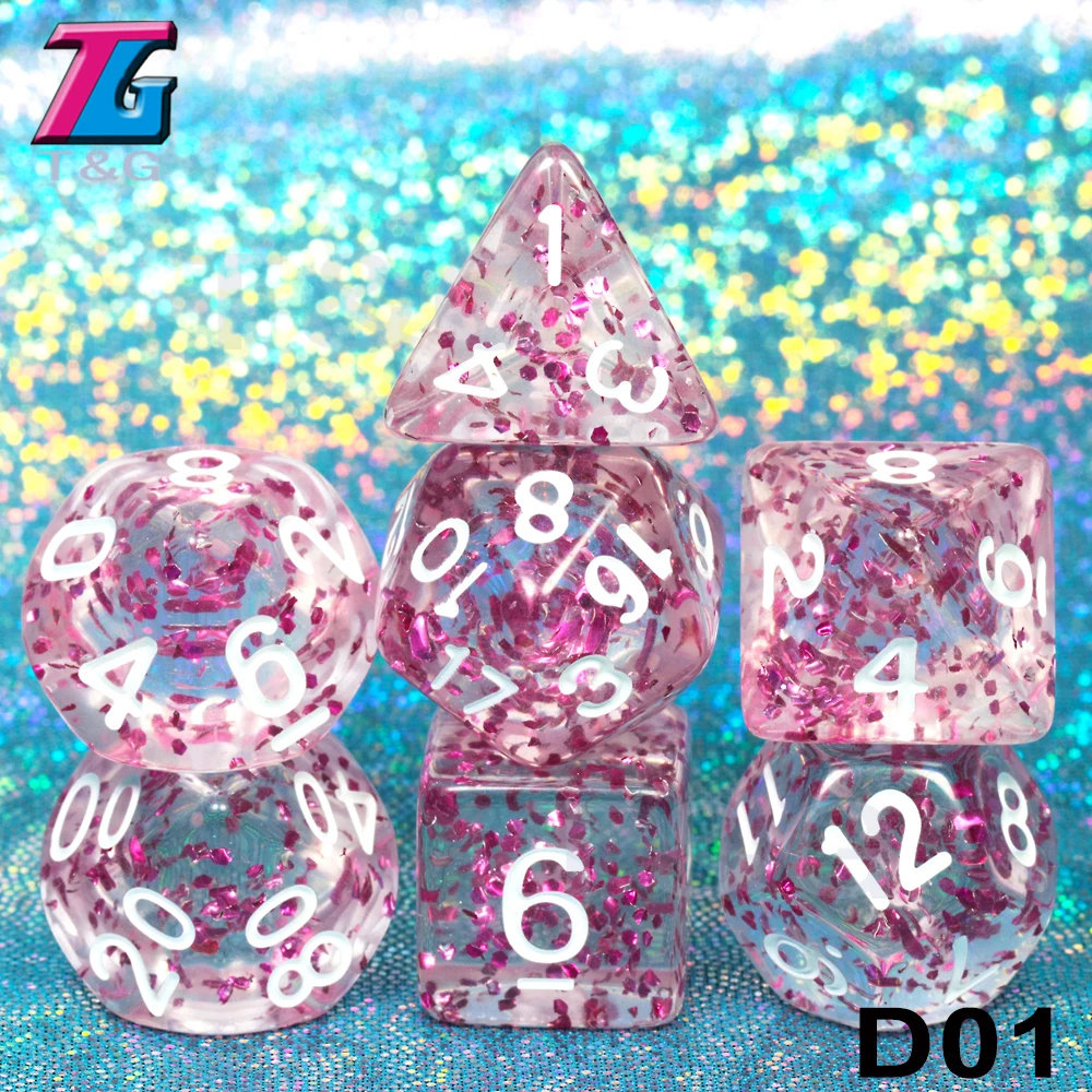 7 шт./компл. многогранные TRPG игры для подземелий драконов непрозрачные D4-D20 многогранные кости Поп для настольной игры