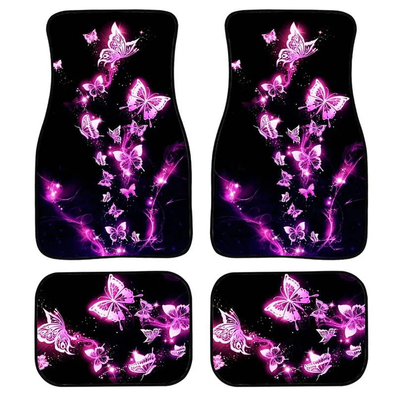

Универсальные коврики с принтом бабочек, комплект из 4 предметов, передние и задние коврики для автомобиля, грузовика, внедорожника, персона...