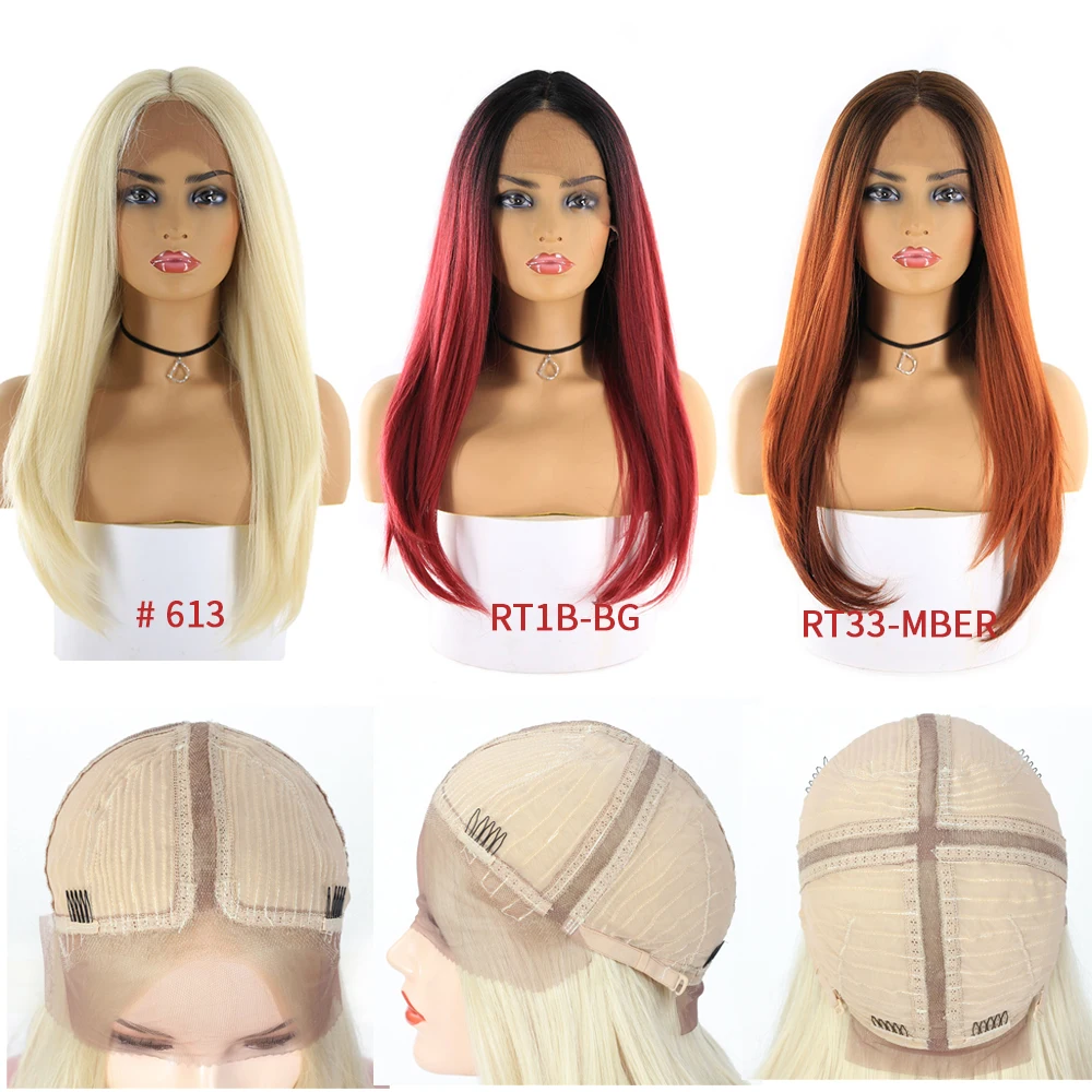 

613 Blonde Synthetic Wig Cross Lace Frontal Wigs For Black White Women Cosplay Party Daily Use Soku 18 Inches Long Straight Wigs