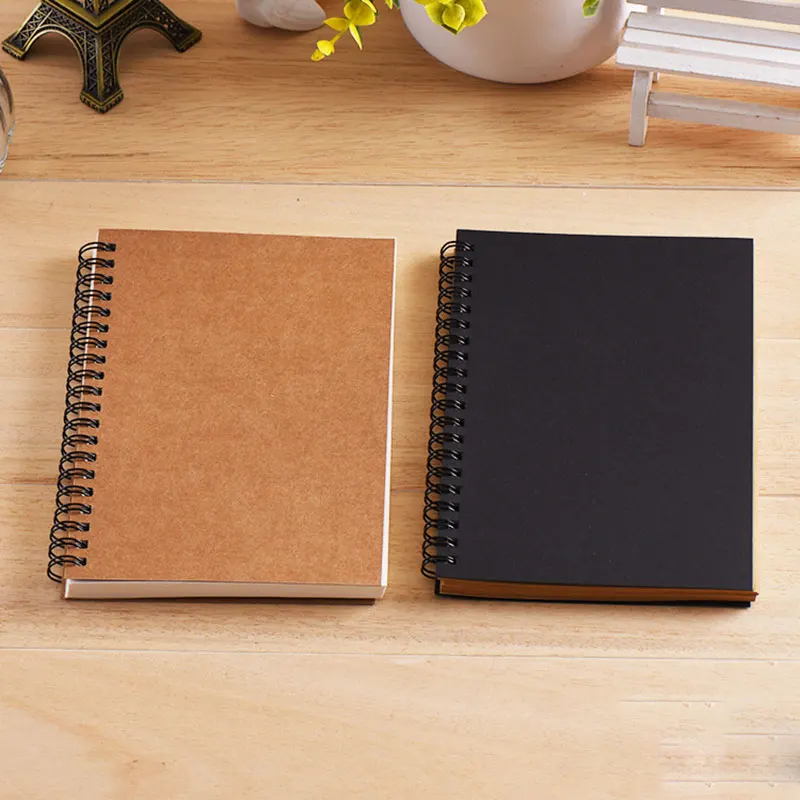 

Notebook Spiral Sketchbook Graffiti Notebook for school supplies Size A5&A6 100 pages Kraft paper cover Notebook blank page