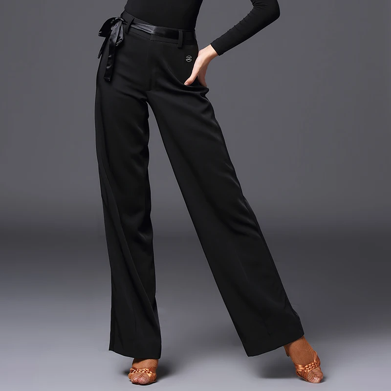 Штаны для латинских танцев женские взрослых черные высокое качество бальных