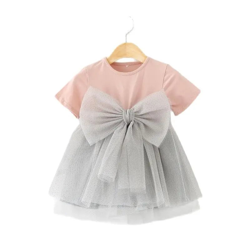 

Princess Kids Baby Dress For Girls Fancy Wedding Dress Short Sleeve Bow Mesh Party Birthday Baptism Dress For Girl Summer Dress