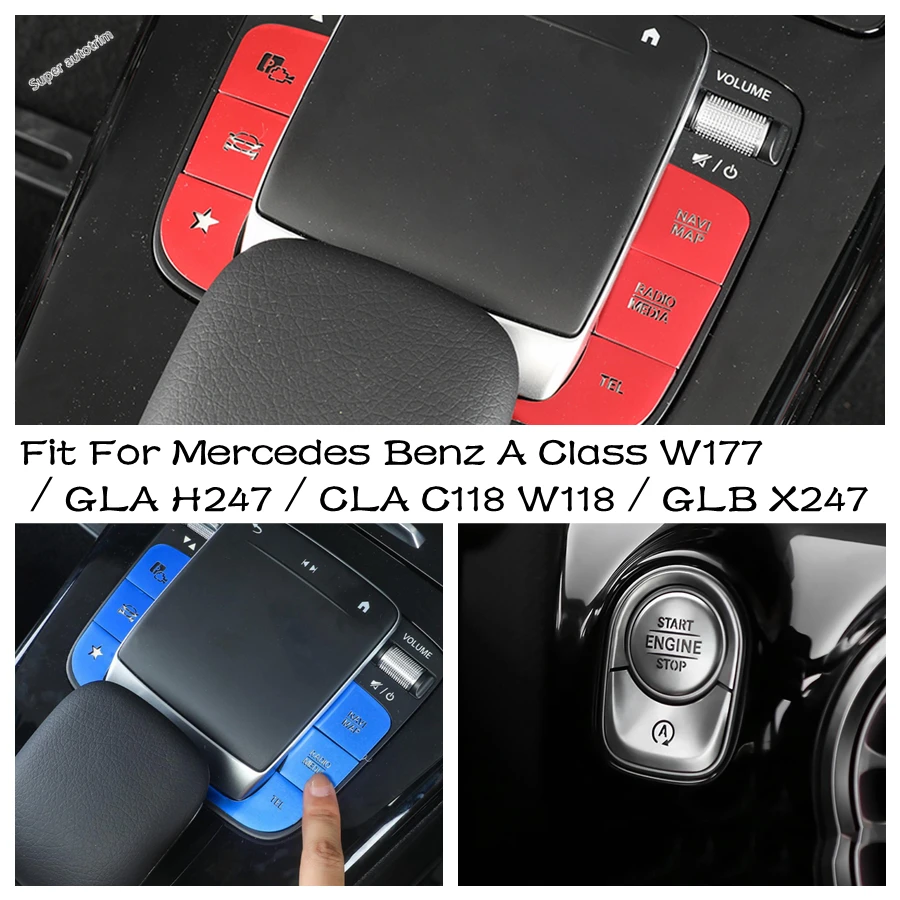 

Engine Start Stop / Central Control Button Cover Trim Metal For Mercedes Benz A Class W177 / GLA H247 / CLA C118 W118 / GLB X247