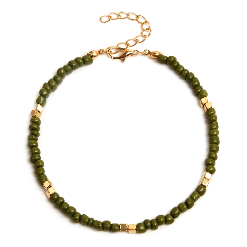 

Bohemian Colorful Beads Anklets Women Simple Charm Bracelets Summer Beach Barefoot Foot Jewelry Leg Chain Accessories 21cm