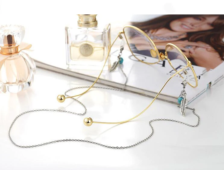 Солнцезащитные очки солнцезащитные с цепочкой для женщин золотистые