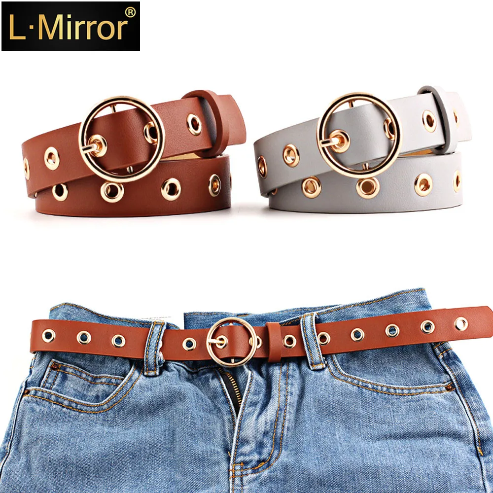 Фото L.Mirror 1 шт. пояс из искусственной кожи с дырками для девушек и женщин модный стиль L.Mirror 1 шт. пояс из искусственной кожи с дырками для девушек и женщин модный стиль