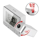 Проекционный будильник, настольные светодиодные часы, цифровые часы с функцией повтора и отображения даты, внутреннее украшение для дома с температурой и влажностью