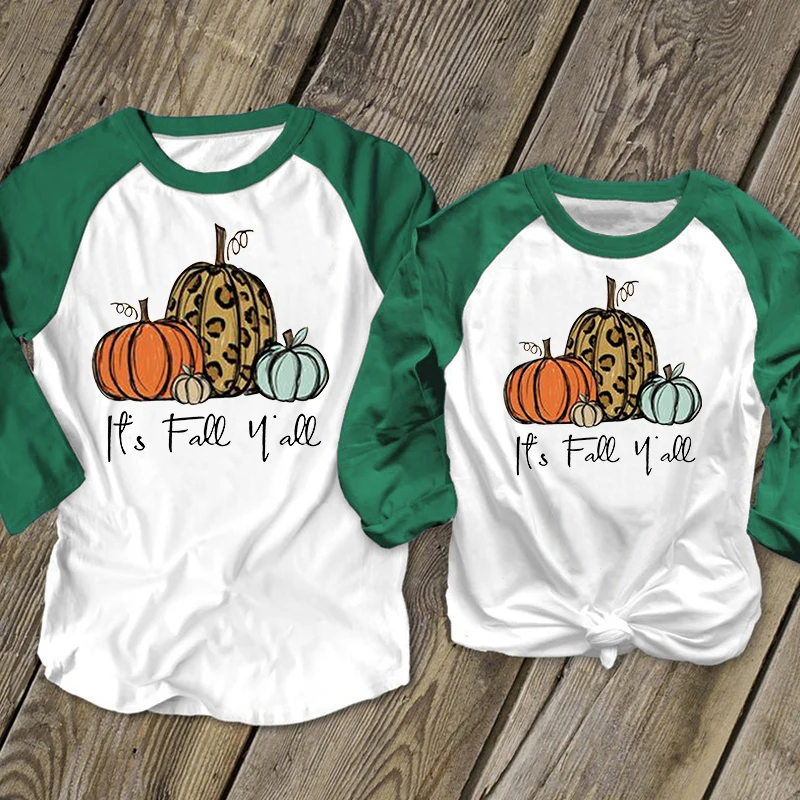 Женская рубашка на День Благодарения It's Fall оранжевый наряд для матери и дочери