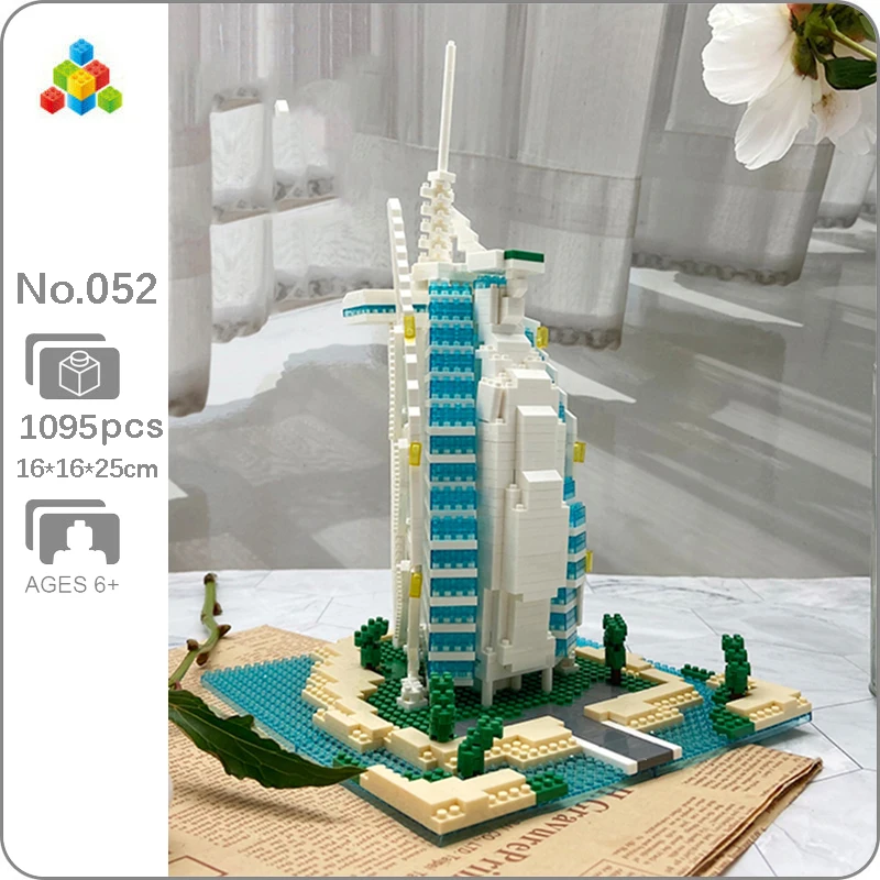 

YZ 052 мировая архитектура Дубай Бурдж аль Арабская башня морская модель мини алмазные блоки кирпичи игрушка для детей без коробки