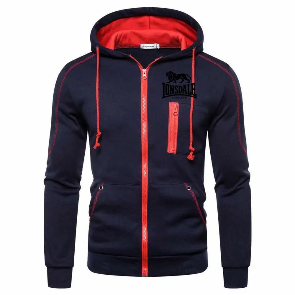 Брендовая модная Новая мужская куртка на молнии кардиган с капюшоном