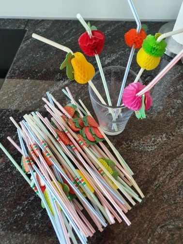 

10 шт микс Цвет 3D фруктовый коктейль Бумага соломинки зонтик питьевой одноразовые трубочки сок питьевой соломы пляжные вечерние украшения