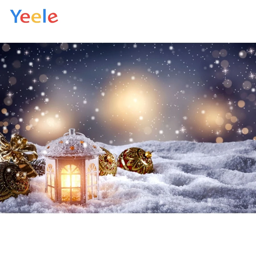 Рождественский фон Yeele, Зимний снег, фонарики, мяч для фотосъемки новорожденных, фон для студийной фотосъёмки, Фотофон