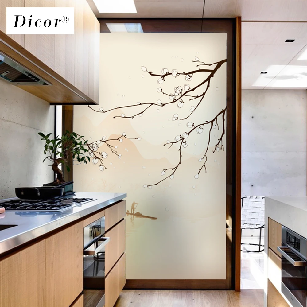 Декоративная виниловая пленка для окна DICOR без клея статическая липкая витражная