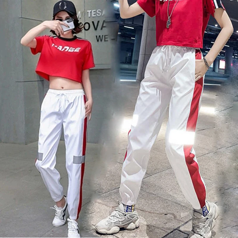 Женские вельветовые полосатые блестящие танцевальные штаны в стиле хип-хоп