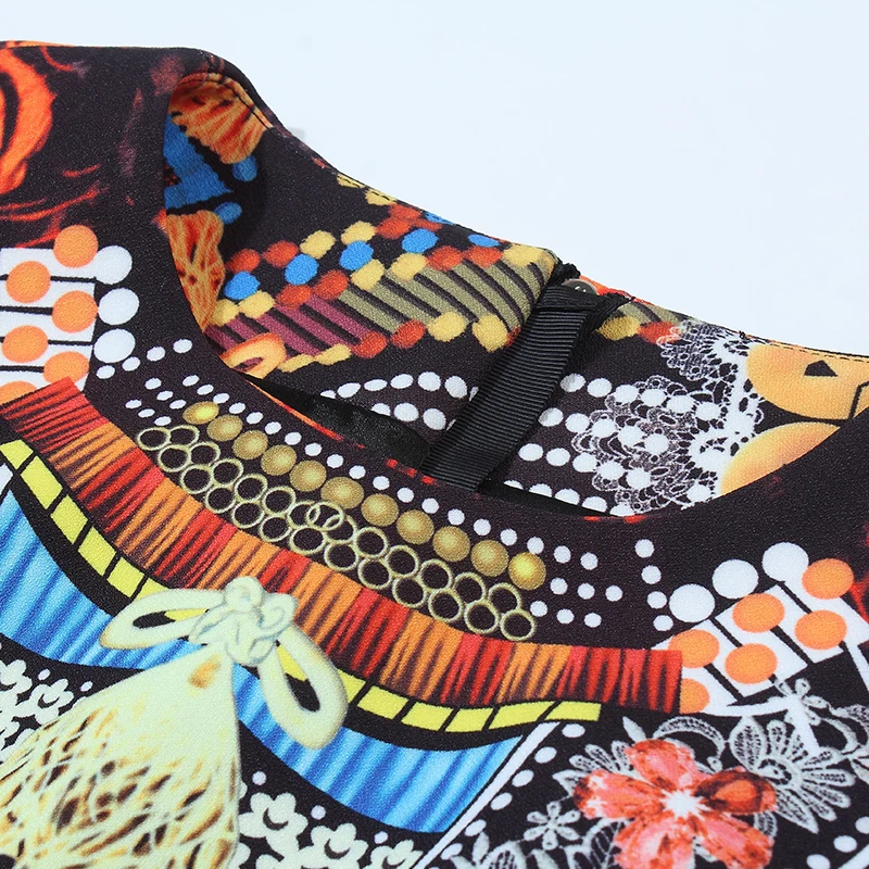 

Fashion Short Dress 2021 Spring/Summer Long Sleeve Round Neck Vintage Printed Mini Dress Slimming Exquisite Elegant Dress Women