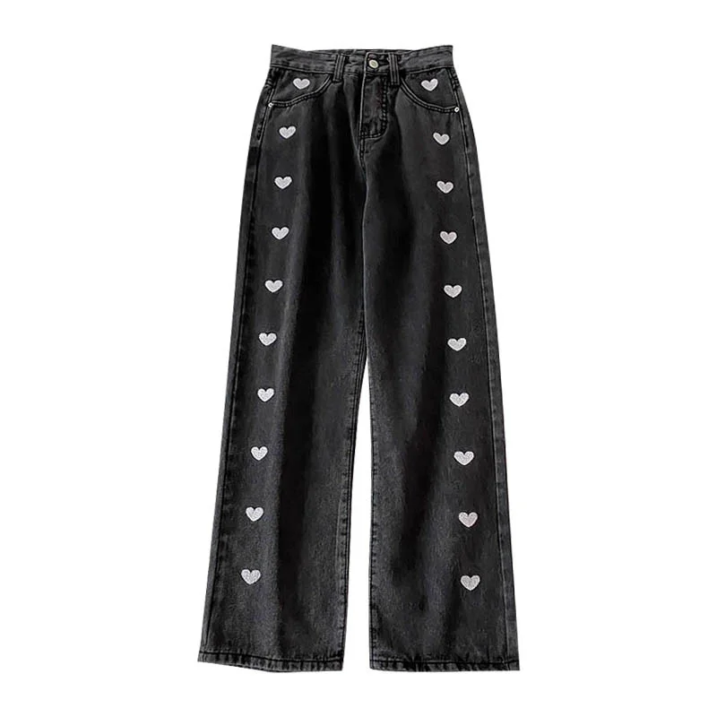 Милые крутые женские стройнящие прямые широкие уличные брюки с высокой талией в