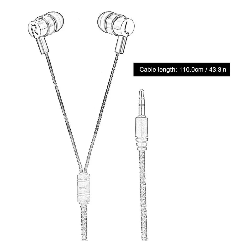 

5 Colors 3.5mm Wired Earphones Sports Running Headset Noise Isolating Stereo 1.1M In-Ear Media Player Music Earphone Stereo