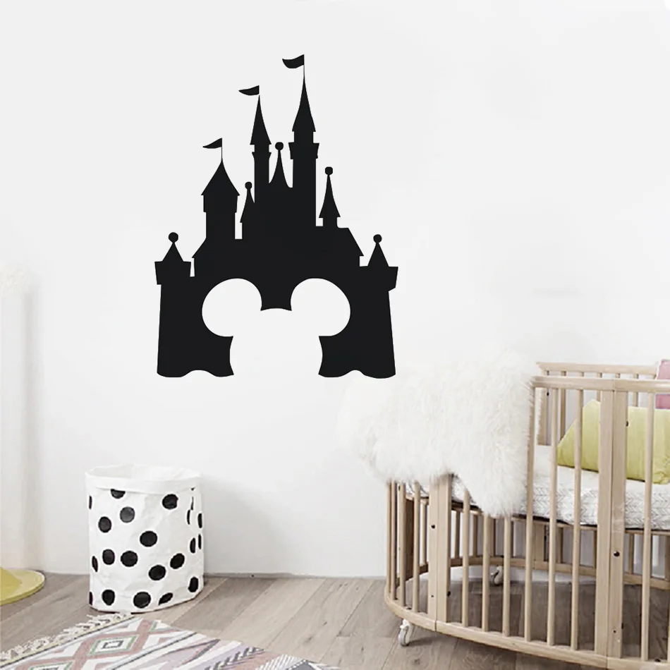 Disney Микки Маус замок виниловая настенная наклейка для мальчиков Декор комнаты
