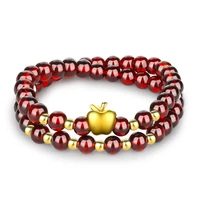 feng shui apple 6mm garnet beads natural crystal stone bracelet women charm lucky wealth bracelets christmas gift jewelry anime