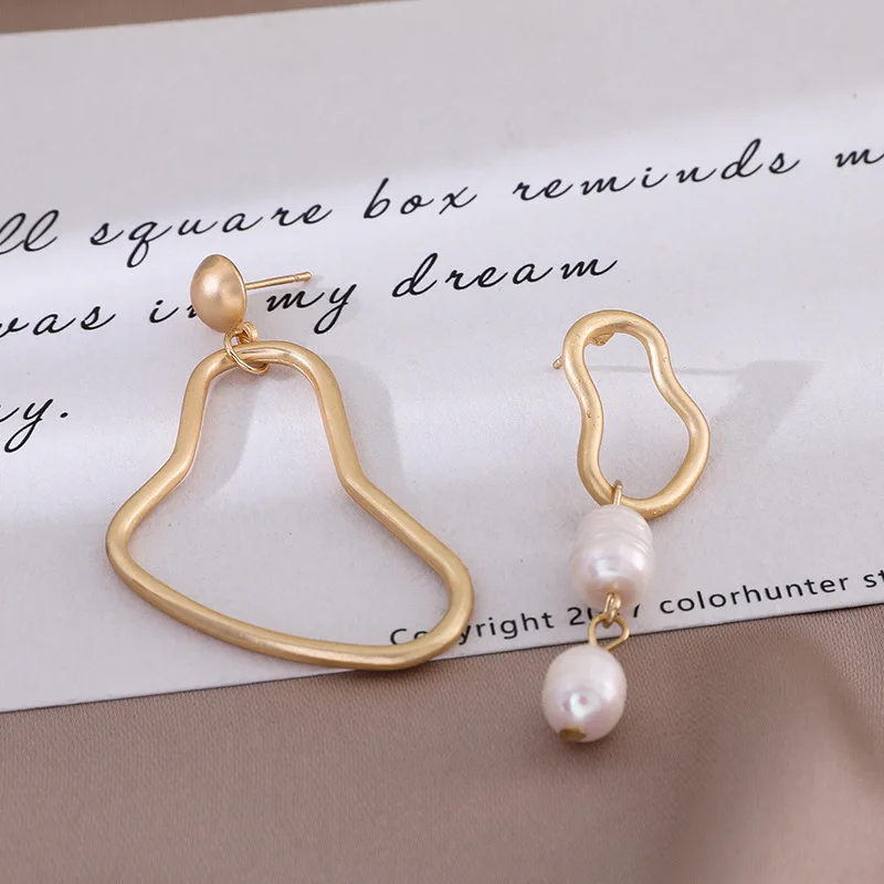 Южнокорейские серьги гвоздики с жемчугом модные ретро геометрическим рисунком