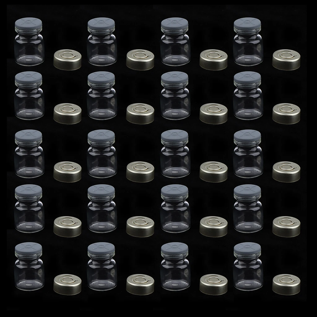 20 упаковок прозрачных стеклянных флаконов с алюминиевой крышкой для эфирных