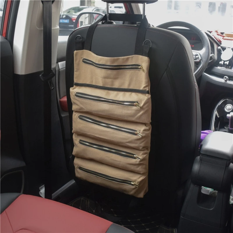

Multifunctional Car Seat Storage Bags Wrench Screwdriver Repair Tools Organizer Bucket First Aid Kit Wrap Roll Storage Case 2021