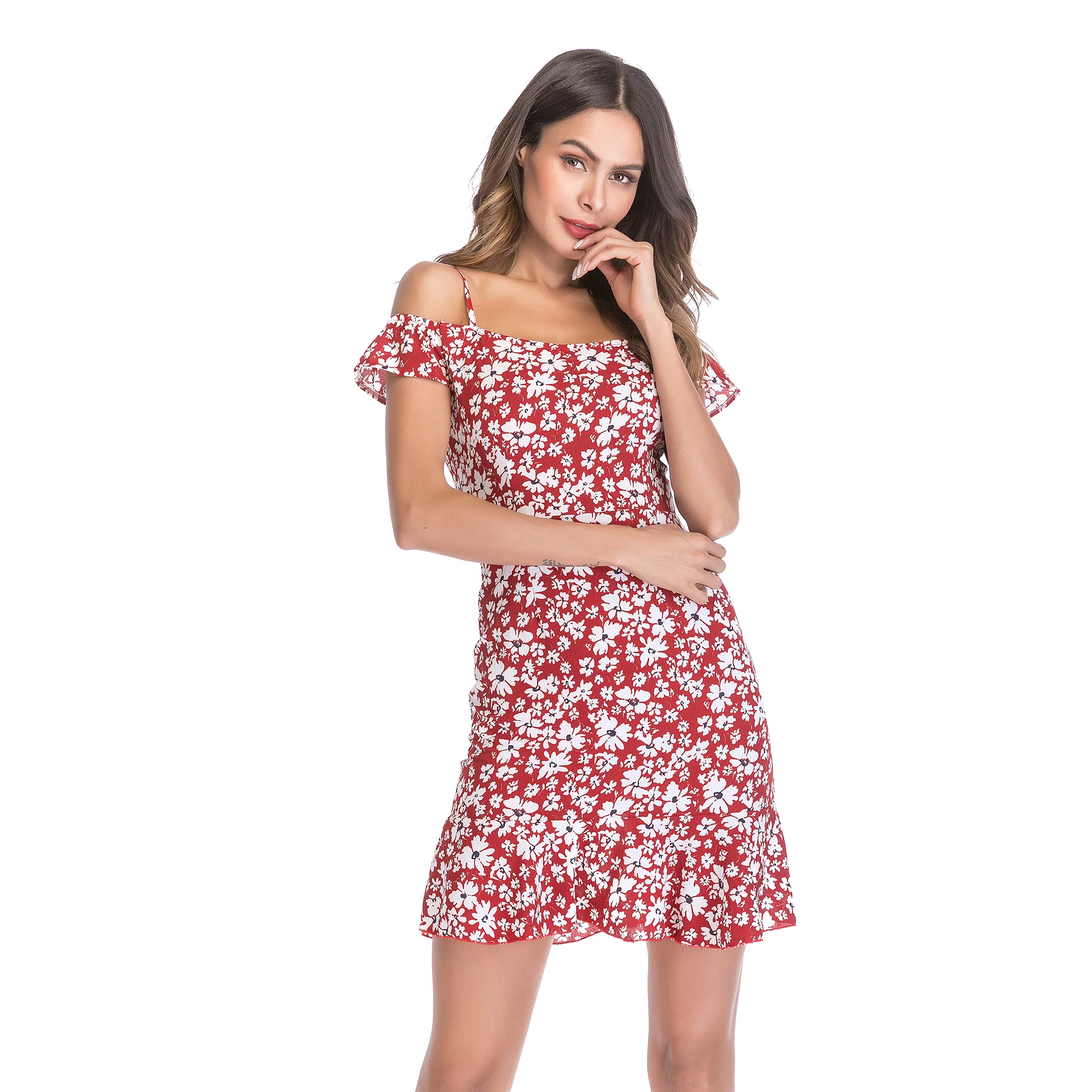 

Summer chiffon floral one-shoulder strap small fresh sexy dress, Dress woman, dresses for women 2021, Female clothing, traf