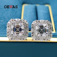 oevas 100 sterling silver 77mm high carbon diamond pagoda stud earrings for women sparkling wedding party fine jewelry gift