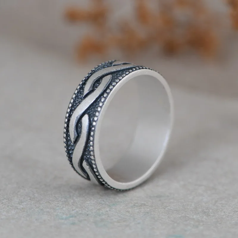 

FNJ 925 Silver Rope Ring for Women Jewelry 100% Original Pure S925 Silver Sterling Rings