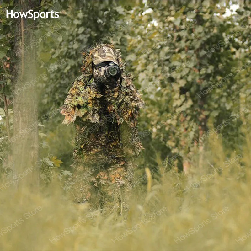 Howsports камуфляж снайпера зеленые листовые охотничьи маскировочные костюмы охотничья одежда birdwatch страйкбол пальто брюки Охотничьи аксессуары