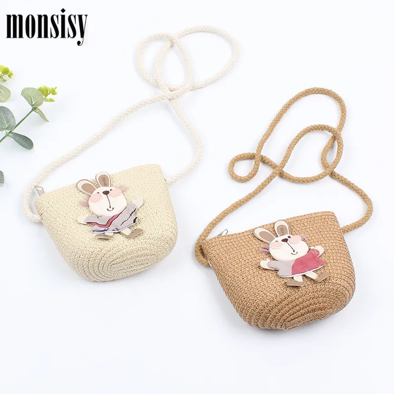 Monsisy летняя Соломенная пляжная сумка детская Наплечная Сумка Детские Мультяшные