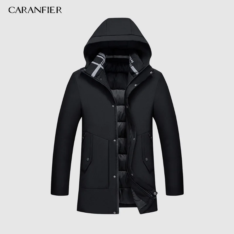 558 Gray CARANFIER/зимнее пальто, Мужская ветровка с меховым капюшоном, утепленная куртка, Мужская Уличная одежда в стиле хип-хоп, военные тренчи, длинная парка XXXL 4XL - Цвет: 558 Gray