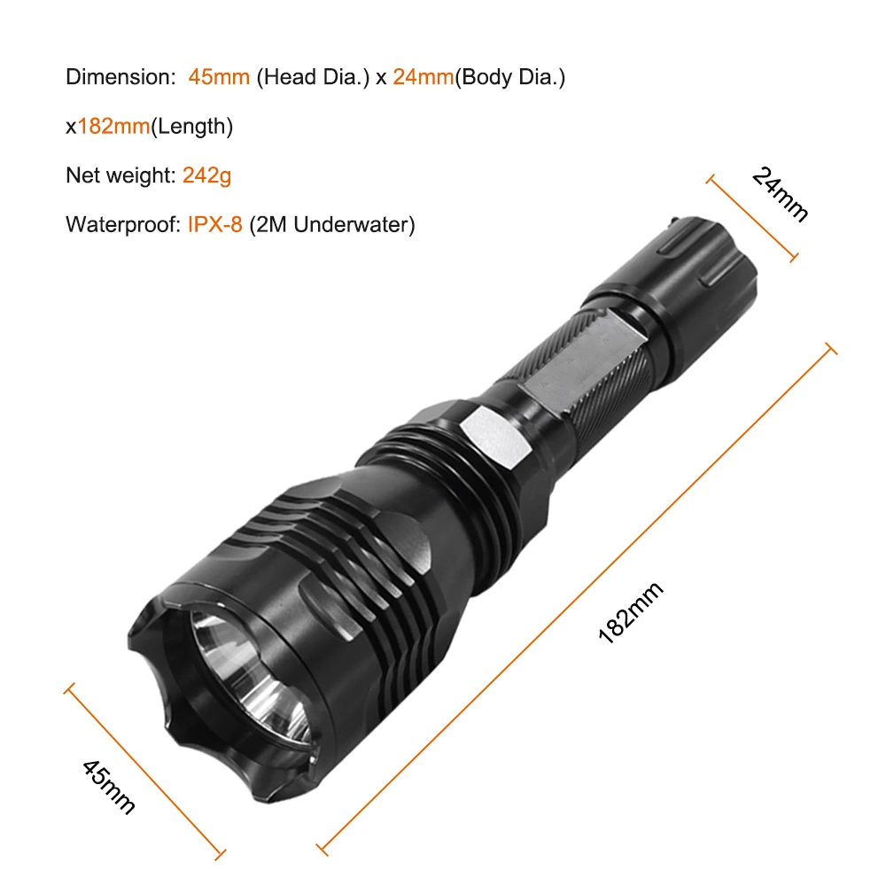 Asafee ночной охотничий фонарь белый красный зеленый 1 Режим CREE XM-L2(U4) светодиодный фонарик с пультом дистанционного управления 18650 батарея B58