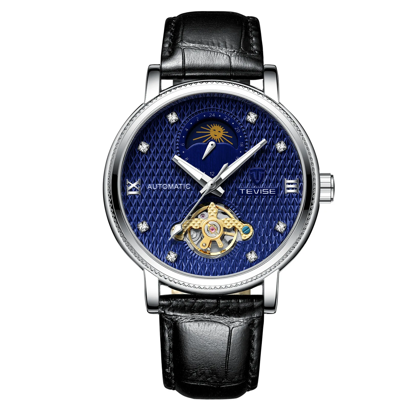 TEVISE blue Tevise, роскошный бренд Tourbillon автоматические механические часы водонепроницаемые часы мужские спортивные мужские часы с ветром Relogio Masculino - Цвет: TEVISE blue